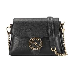 GUCCI Interlocking GG Shoulder Crossbody Bag Black